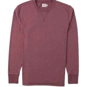 Faherty Long Sleeve Notch Crew Slub Tee Heathered Burgundy Red Men's Size Large